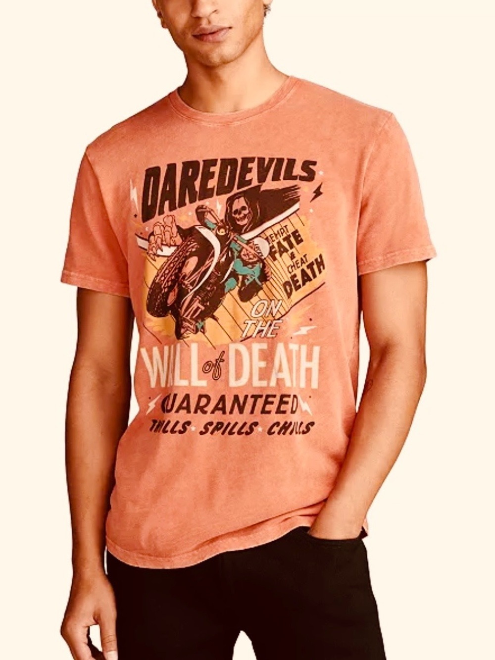 Lucky Brand NWT Daredevils Wall Of Death Motorcycle Skeleton Graphics Mens M